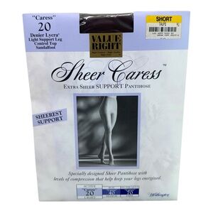 Worthington Sheer Caress Extra Sheer Support Control Top Pantyhose Taupe Short